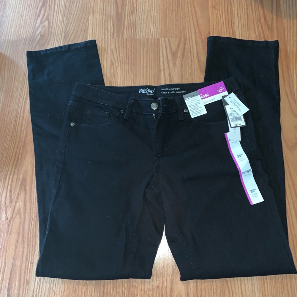 NWT Mossimo Straight Leg Black Denim Jeans 8/29R